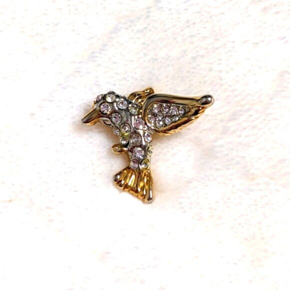 Vintage Petite Rhinestone Hummingbird Tac Pin/Brooche - Picture 1 of 6